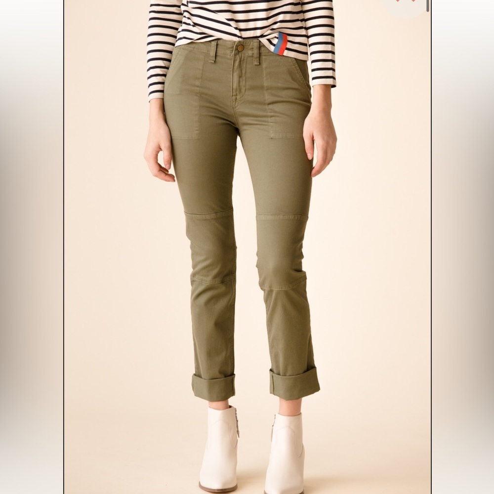 Veronica Beard Adrina Skinny Utility Ankle Jeans w/ Waist Tabs Olive Green 25 - Picture 3 of 13